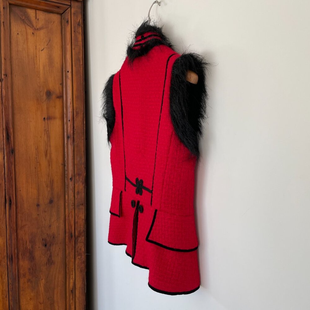 VTG Y2K Simon Chang Red Napoleon Military Nutcracker Vest Soutache Hussar Sz 10 - Picture 15 of 15